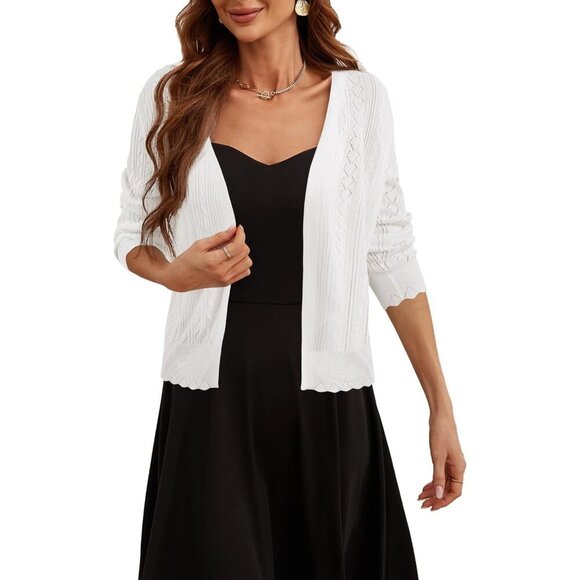 Women's Viscose Crochet Shrug Summer Light Warm 3/4 Sleeve Stylish Tops - Picture 2 of 5